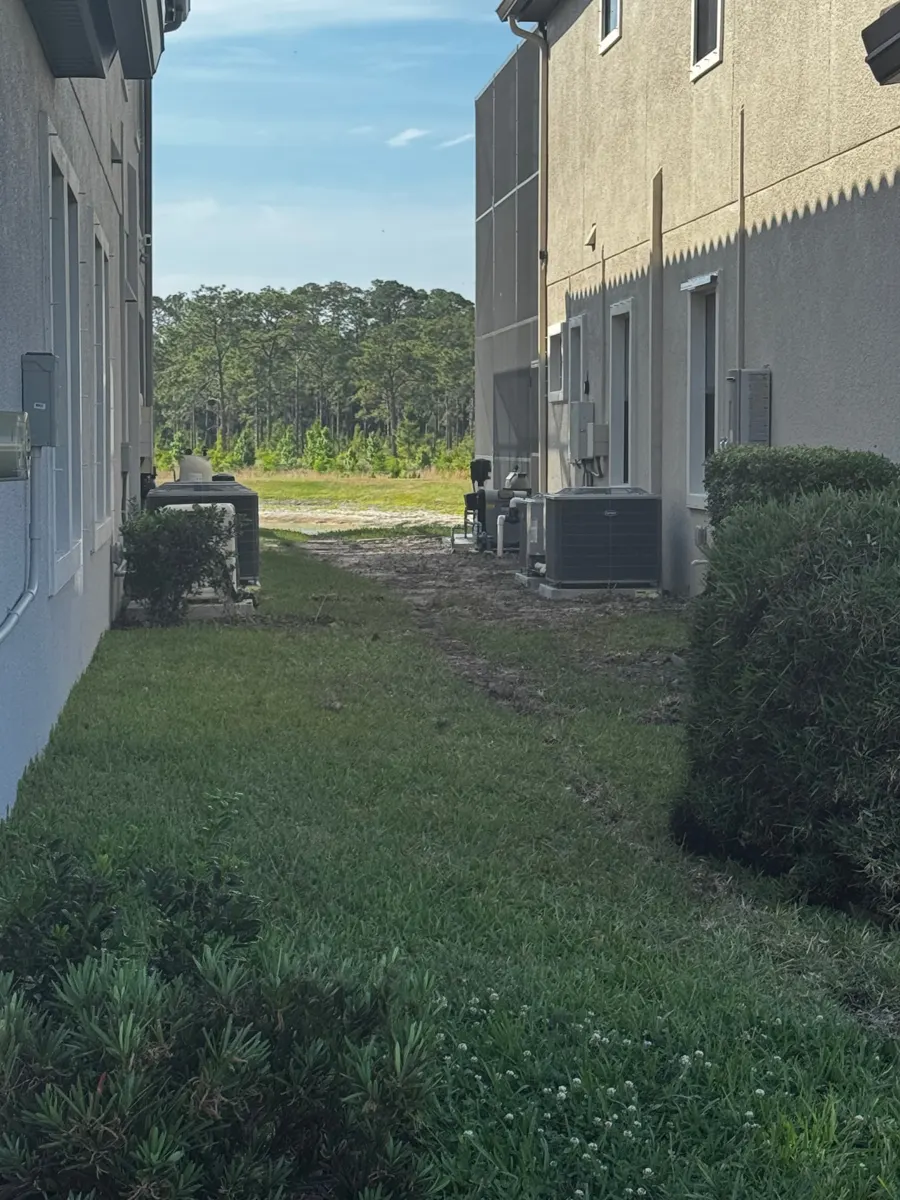 Side yard at a Starkey Ranch home in Odessa FL after the underground drainage installation was covered